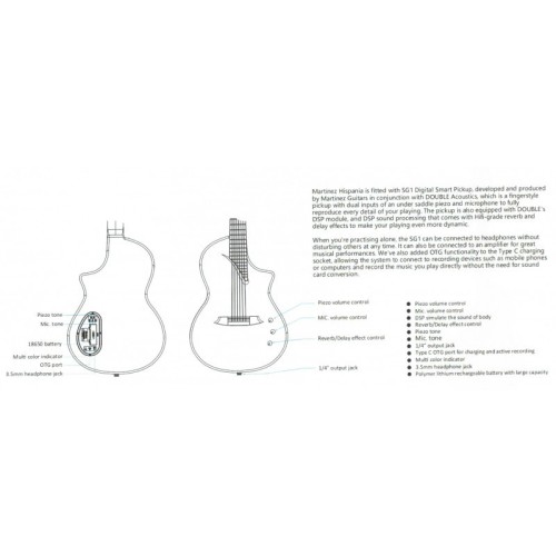 Guitarra Martínez Hispania TransBlack de Escenario