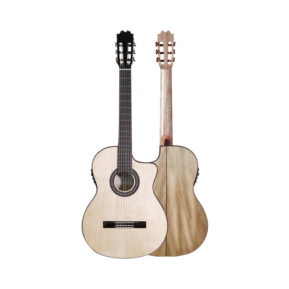 Guitarra Flamenca Segovia MF3 CE blanca de Sicomoro y tapa maciza con Cut Away y Fishman PSY-301
