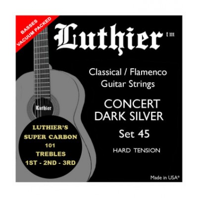 Luthier Concert Dark Silver 45 Super Carbón. Juego de Cuerdas Guitarra.