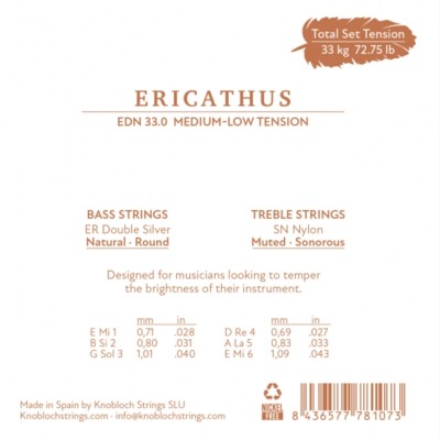 Knobloch Erithacus Nylon SN Media/Baja EDN 33.0 Juego de Cuerdas para