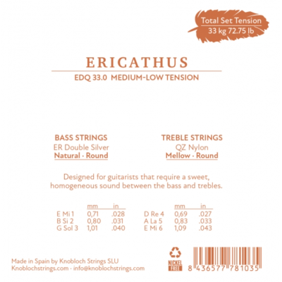 Knobloch Erithacus Nylon QZ Media/Baja EDQ 33.0 Juego de Cuerdas para